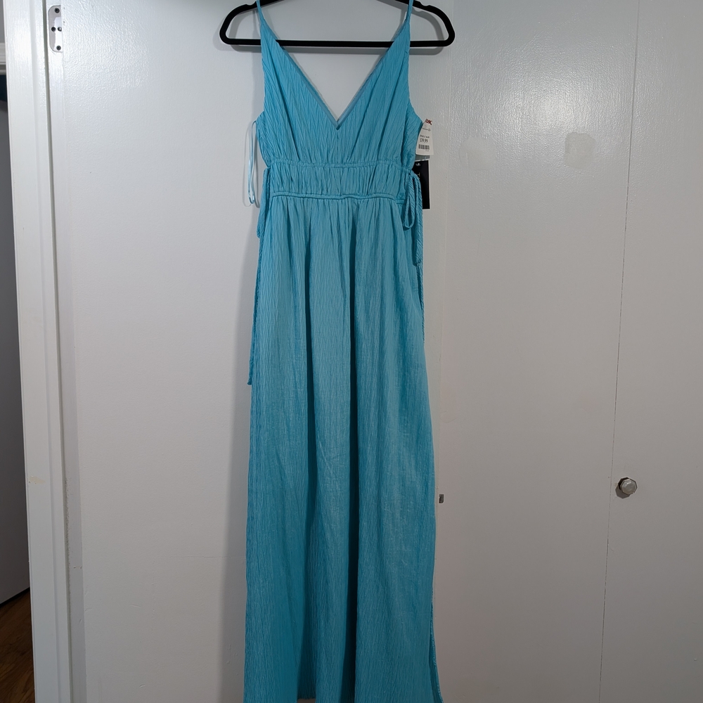 Chic Blue V-Neck Maxi Dress